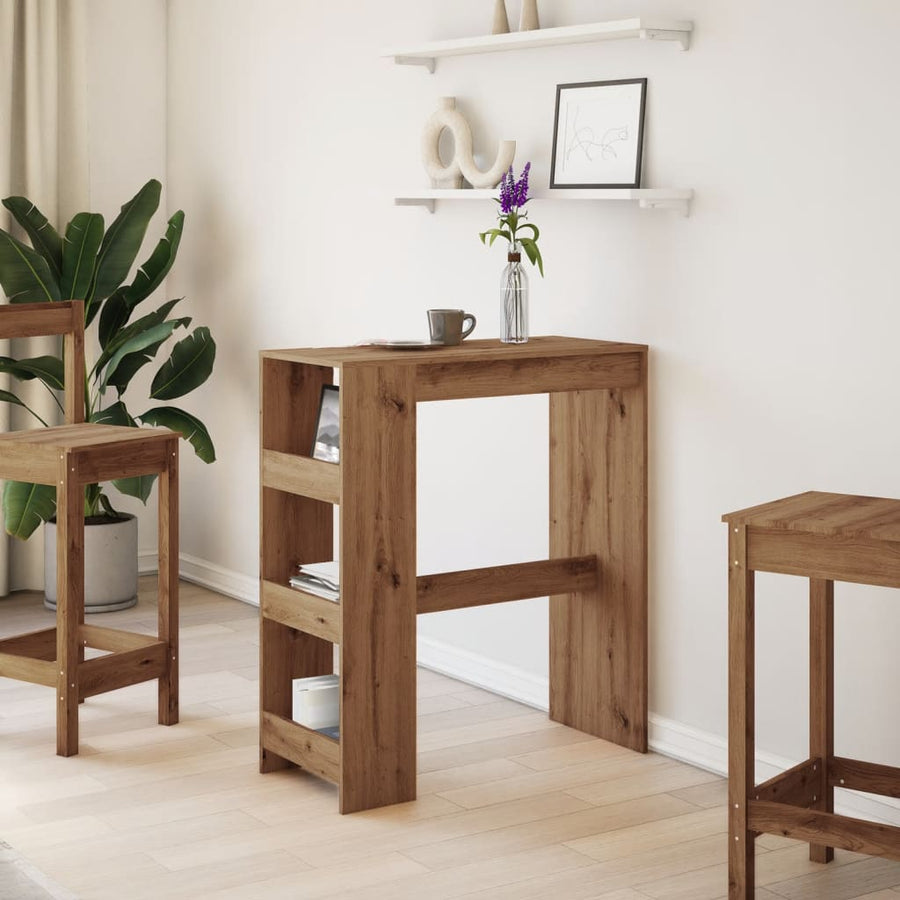 Bartafel met rekken 90x40x103,5 cm hout artisanaal eikenkleurig
