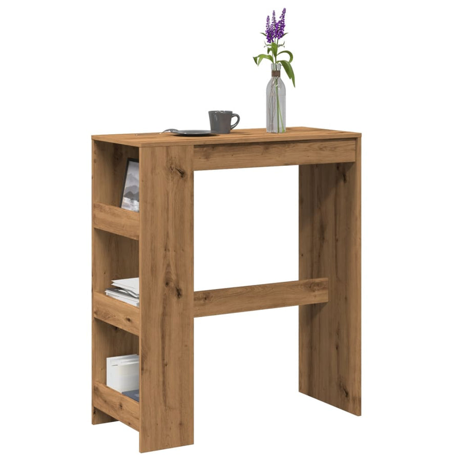 Bartafel met rekken 90x40x103,5 cm hout artisanaal eikenkleurig