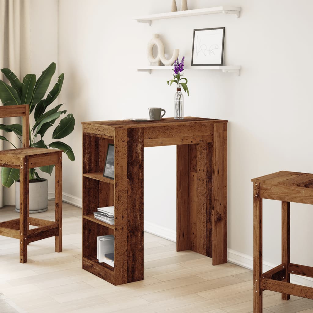 Bartafel Met Rekken 95X47X103,5 Cm Bewerkt Hout Kleur Oud hout