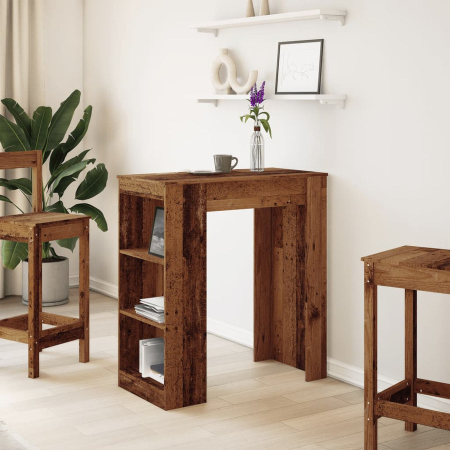 Bartafel Met Rekken 95X47X103,5 Cm Bewerkt Hout Kleur Oud hout