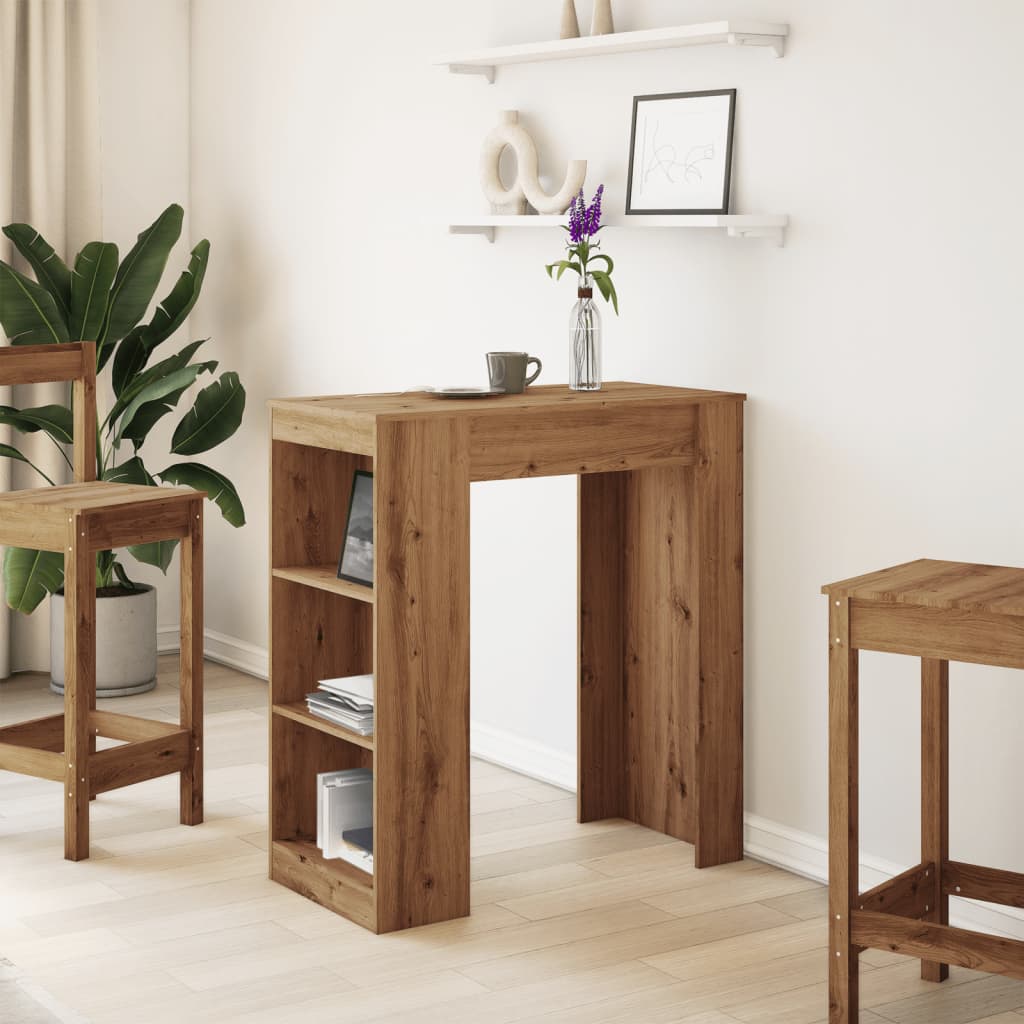 Bartafel Met Rekken 95X47X103,5 Cm Hout Artisanaal Eikenkleur artisanaal eikenkleurig