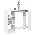 Bar table with shelf 124x46x103.5 cm engineered wood white