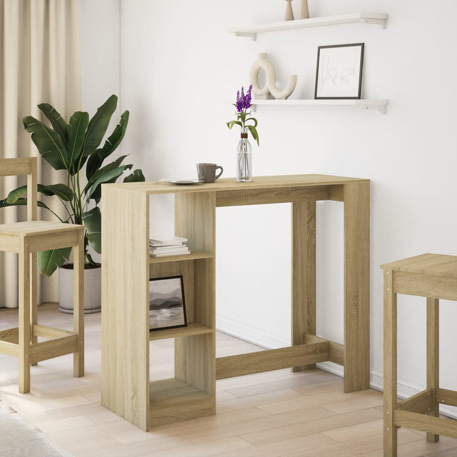 Bartafel met schap 124x46x103,5 cm hout sonoma eikenkleur