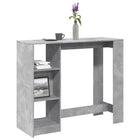 Bar table with shelf 124x46x103.5 cm treated wood concrete grey