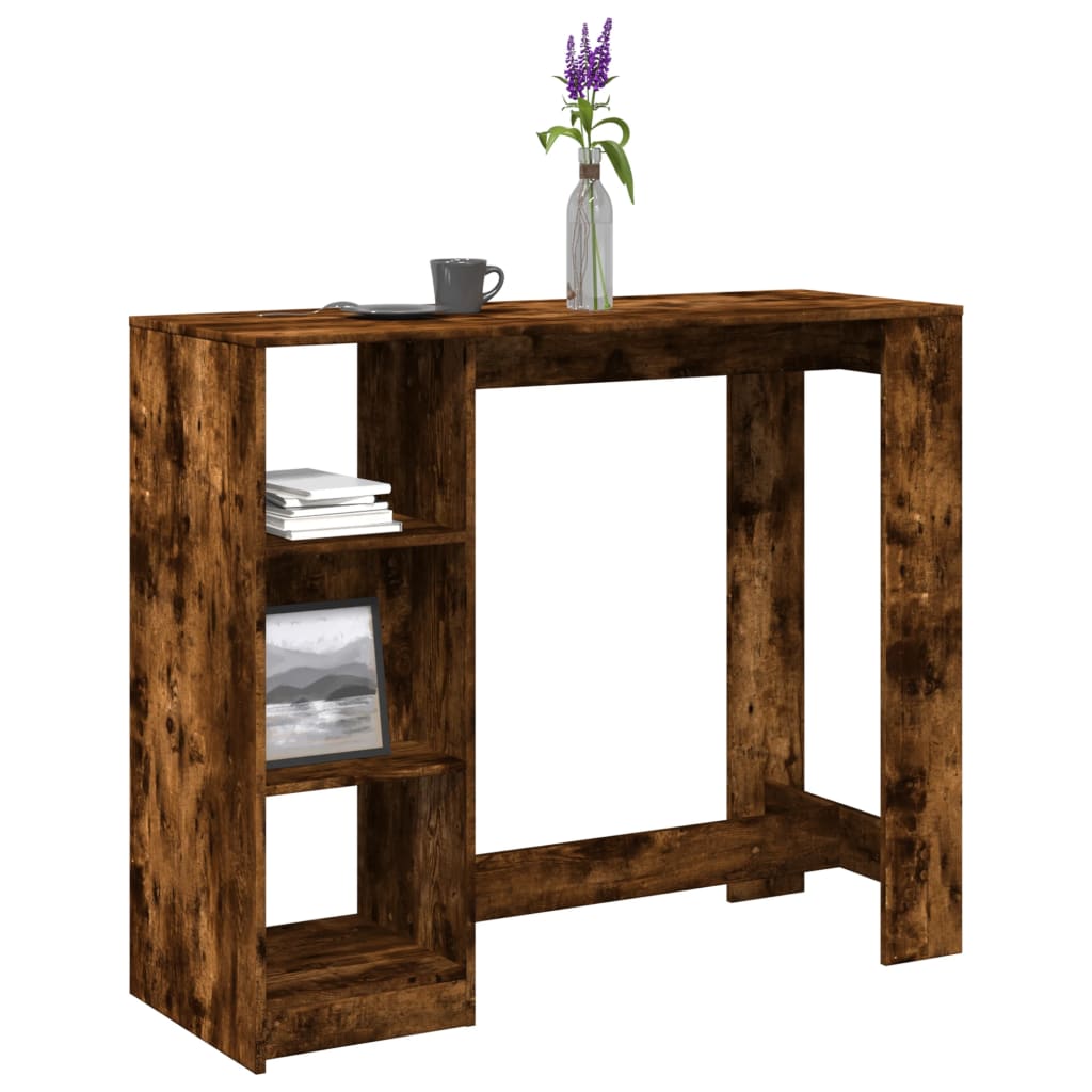 Bartafel met schap 124x46x103,5 cm bewerkt hout gerookt eiken