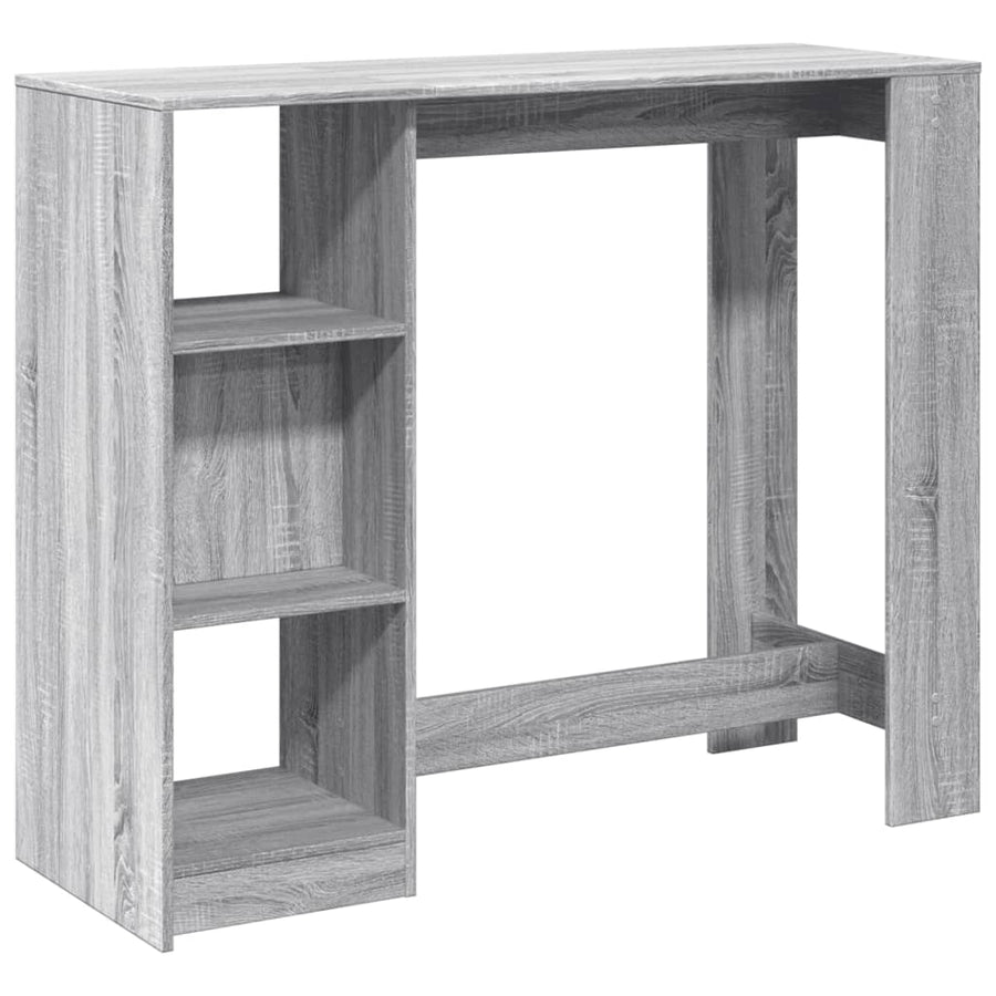 Bartafel met schap 124x46x103,5 cm bewerkt hout grijs sonoma
