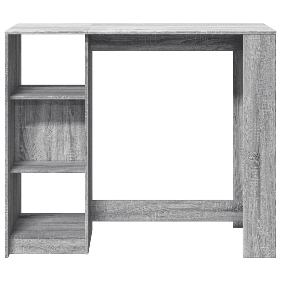 Bartafel met schap 124x46x103,5 cm bewerkt hout grijs sonoma