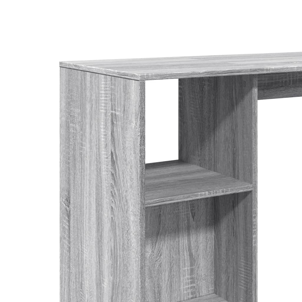 Bartafel met schap 124x46x103,5 cm bewerkt hout grijs sonoma