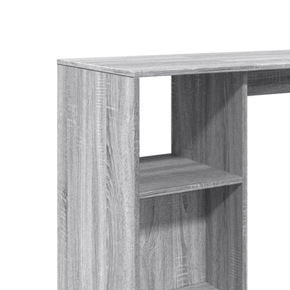 Bartafel met schap 124x46x103,5 cm bewerkt hout grijs sonoma
