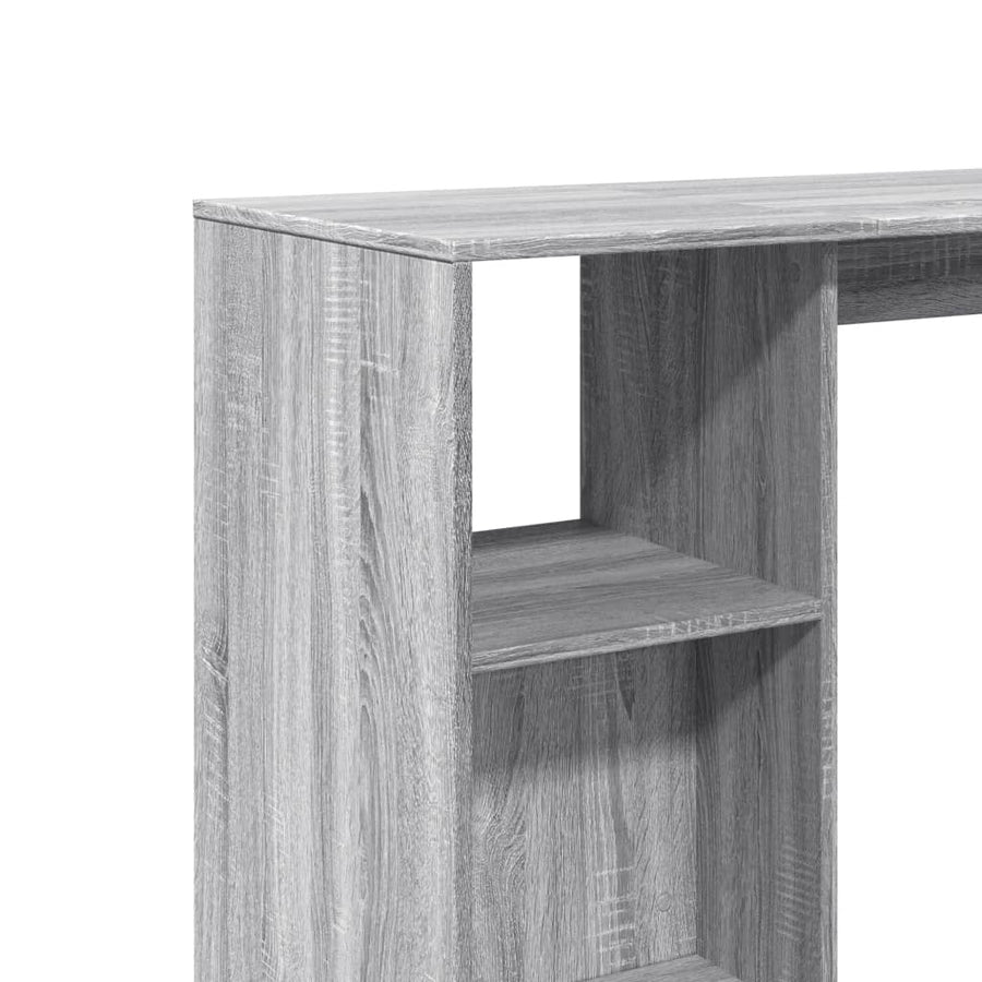 Bartafel met schap 124x46x103,5 cm bewerkt hout grijs sonoma