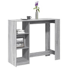 Bar table with shelf 124x46x103.5 cm engineered wood grey Sonoma
