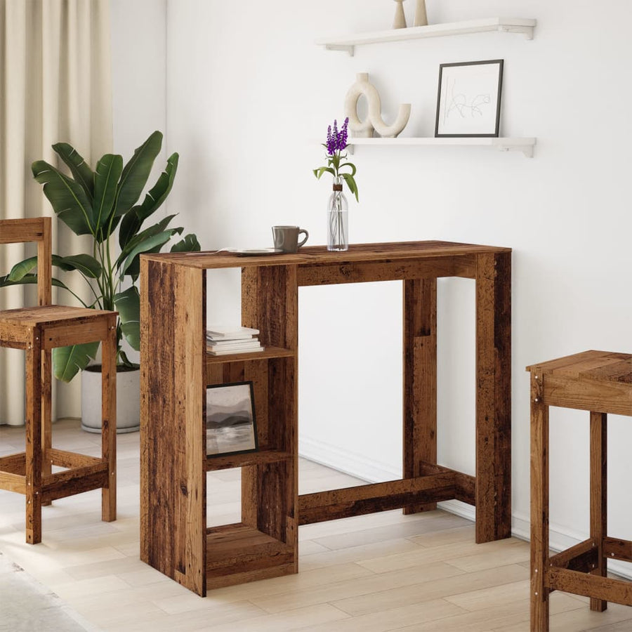 Bartafel met schap 124x46x103,5 cm bewerkt hout oud houtkleurig
