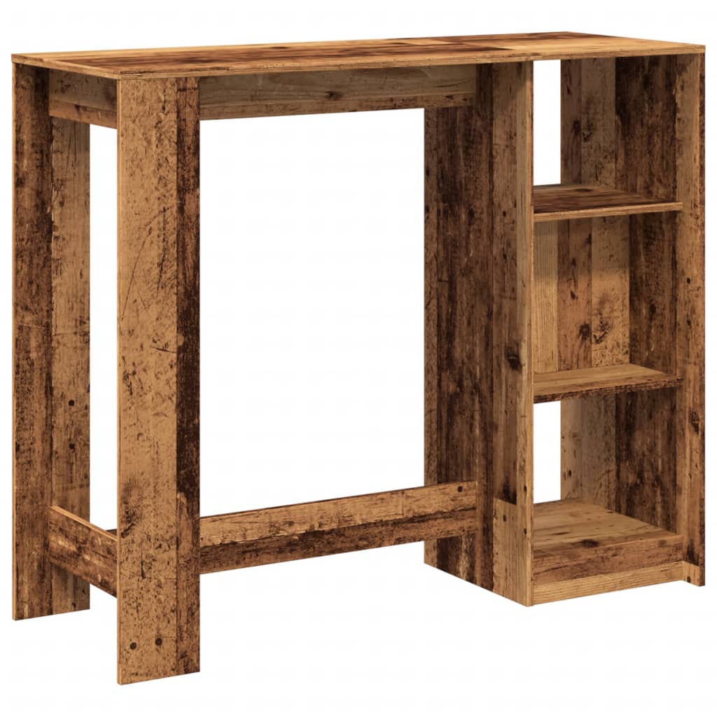 Bartafel met schap 124x46x103,5 cm bewerkt hout oud houtkleurig