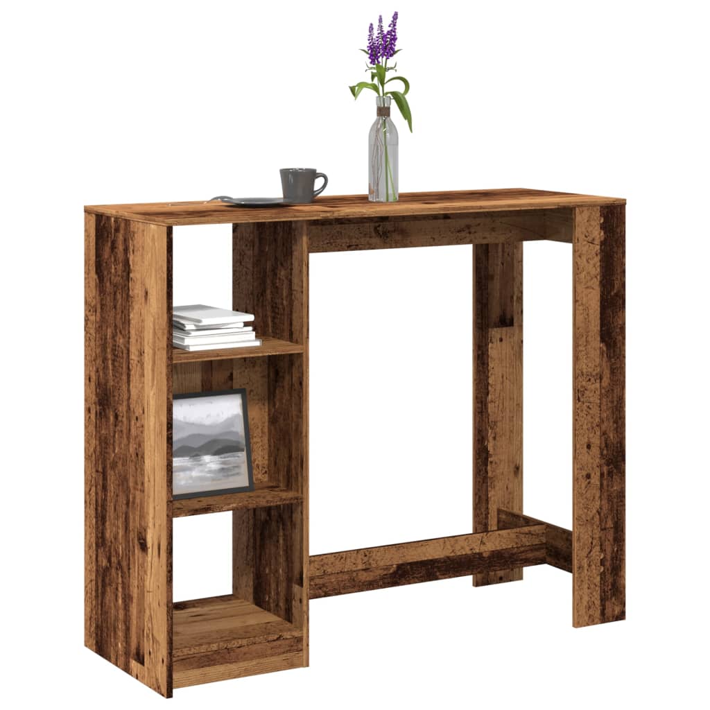 Bartafel met schap 124x46x103,5 cm bewerkt hout oud houtkleurig