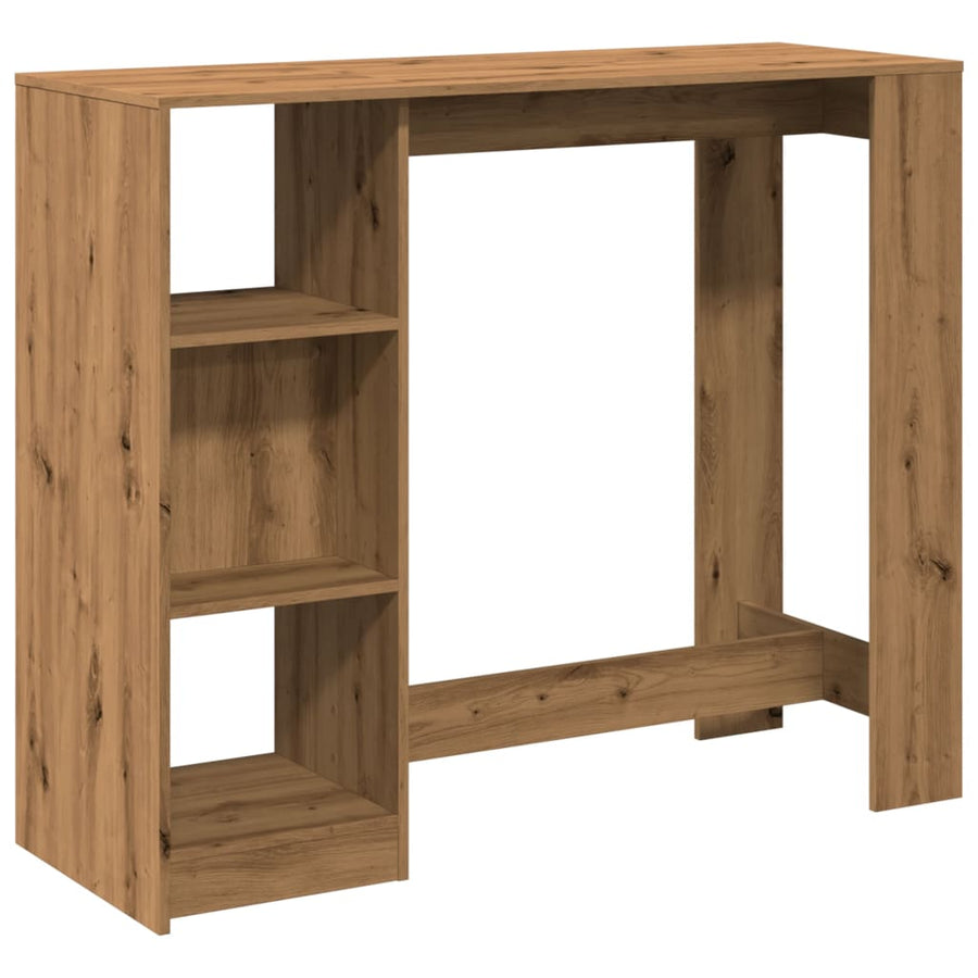 Bartafel met schap 124x46x103,5 cm hout artisanaal eikenkleurig