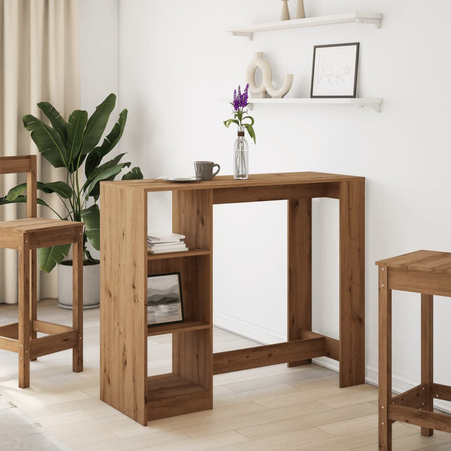 Bartafel met schap 124x46x103,5 cm hout artisanaal eikenkleurig
