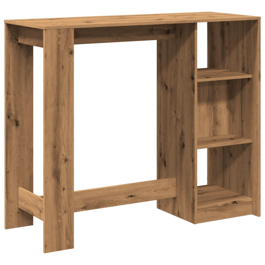 Bartafel met schap 124x46x103,5 cm hout artisanaal eikenkleurig