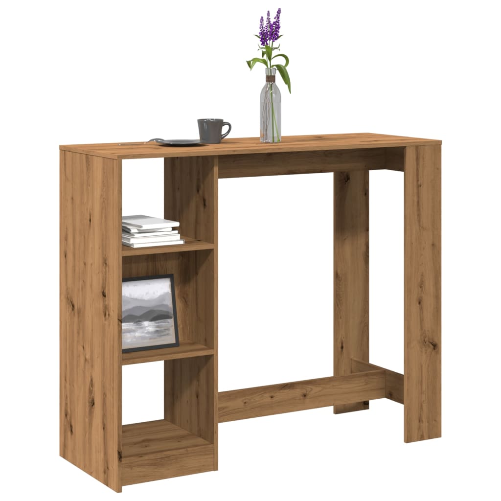 Bartafel met schap 124x46x103,5 cm hout artisanaal eikenkleurig