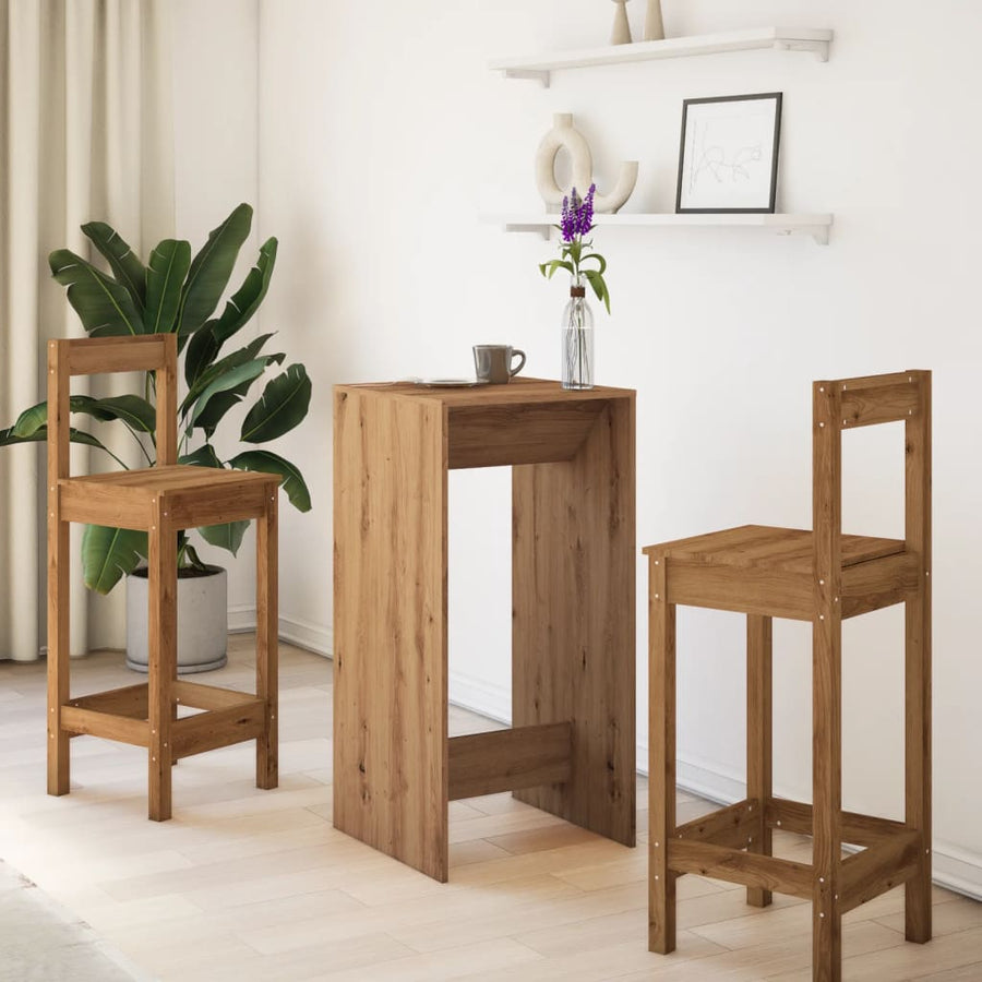 Bartafel 51x50x103,5 cm bewerkt hout artisanaal eikenkleur
