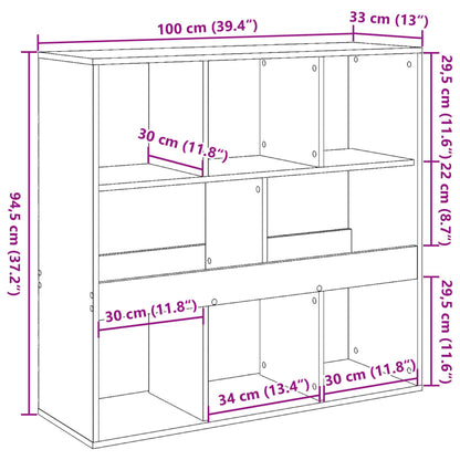 Boekenkast/kamerscherm 100x33x94,5 cm betongrijs