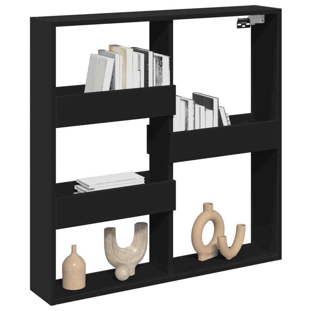 Wandkast 80x15x80 cm bewerkt hout zwart