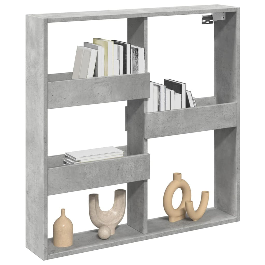 Wandkast 80x15x80 cm bewerkt hout betongrijs