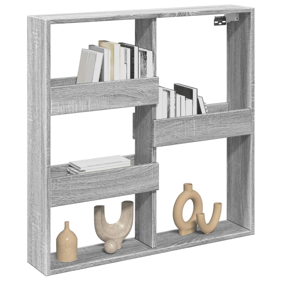 Wandkast 80x15x80 cm bewerkt hout grijs sonoma eikenkleurig