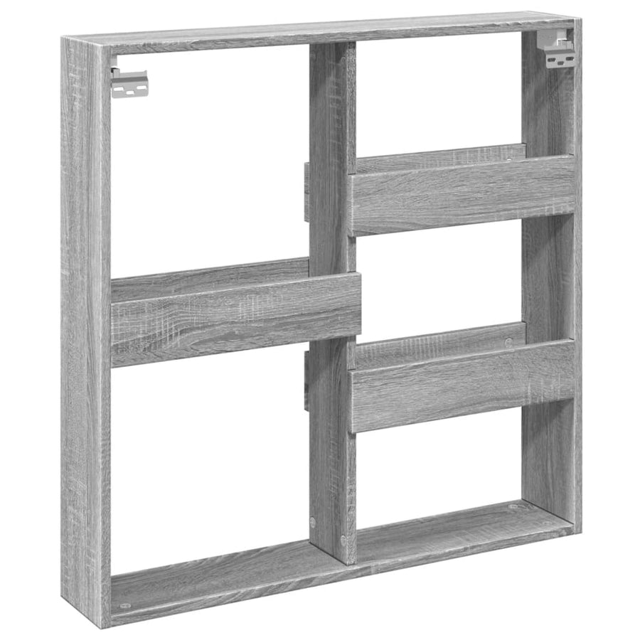 Wandkast 80x15x80 cm bewerkt hout grijs sonoma eikenkleurig