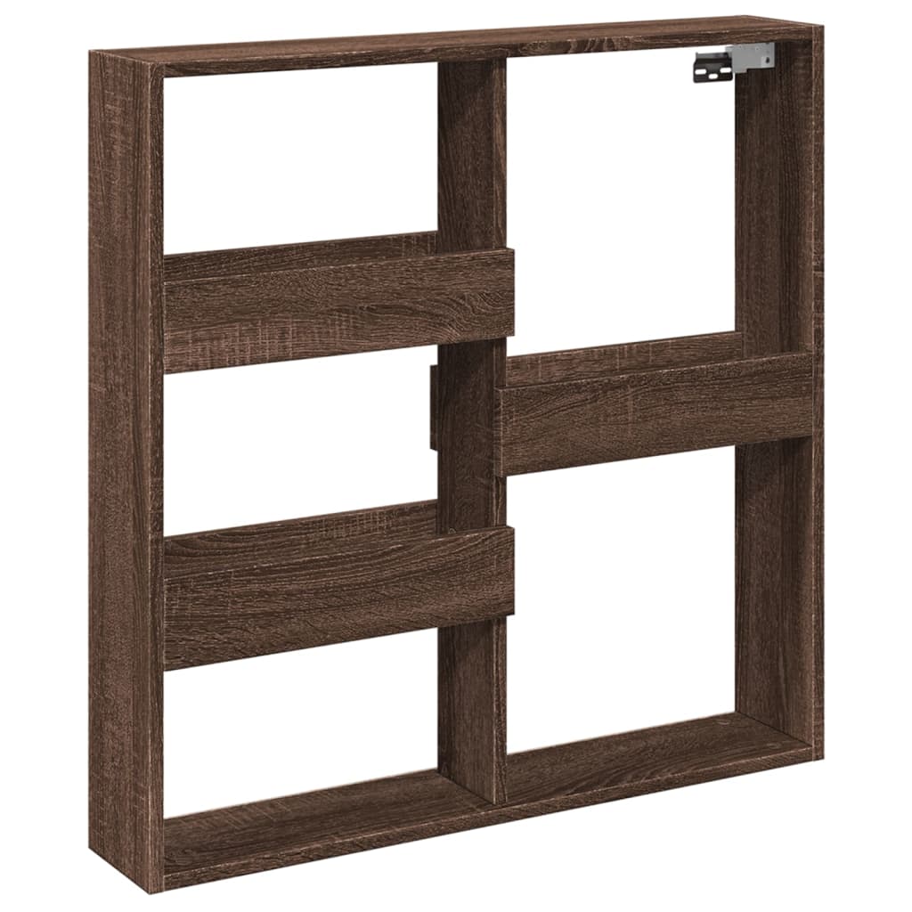 Wandkast 80x15x80 cm bewerkt hout bruin eikenkleur