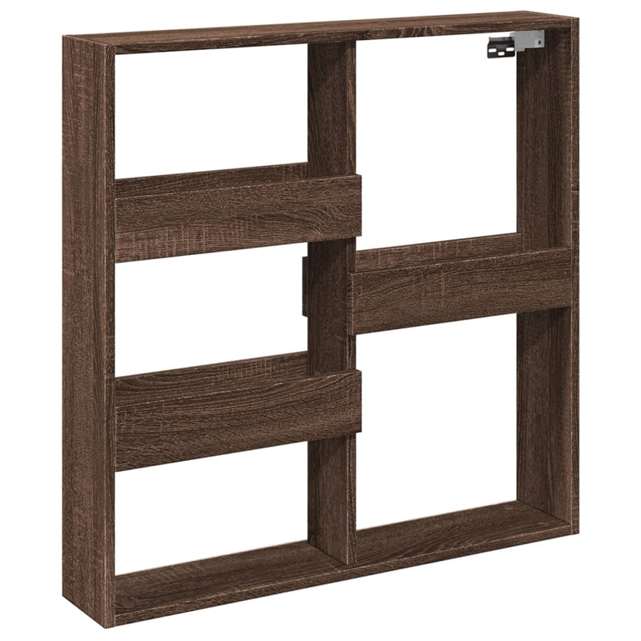 Wandkast 80x15x80 cm bewerkt hout bruin eikenkleur