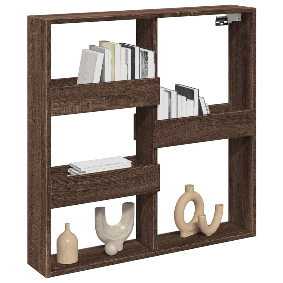 Wandkast 80x15x80 cm bewerkt hout bruin eikenkleur