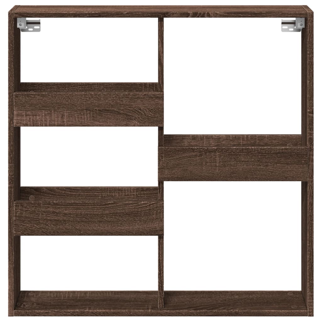 Wandkast 80x15x80 cm bewerkt hout bruin eikenkleur