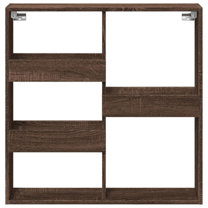 Wandkast 80x15x80 cm bewerkt hout bruin eikenkleur
