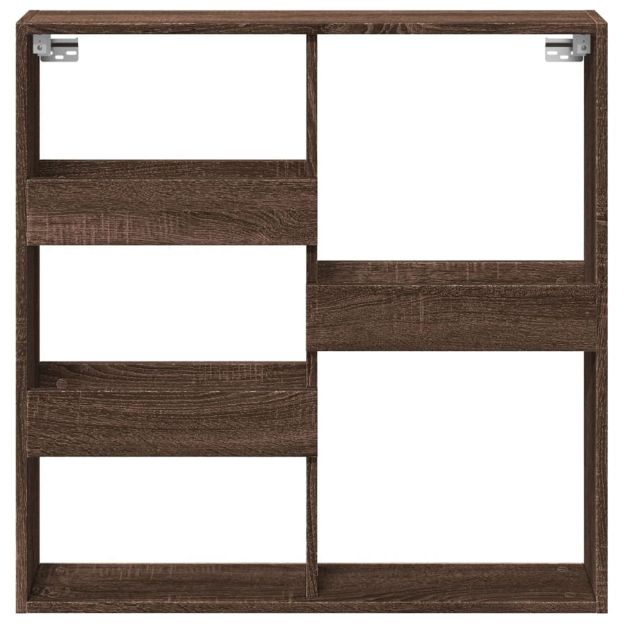 Wandkast 80x15x80 cm bewerkt hout bruin eikenkleur