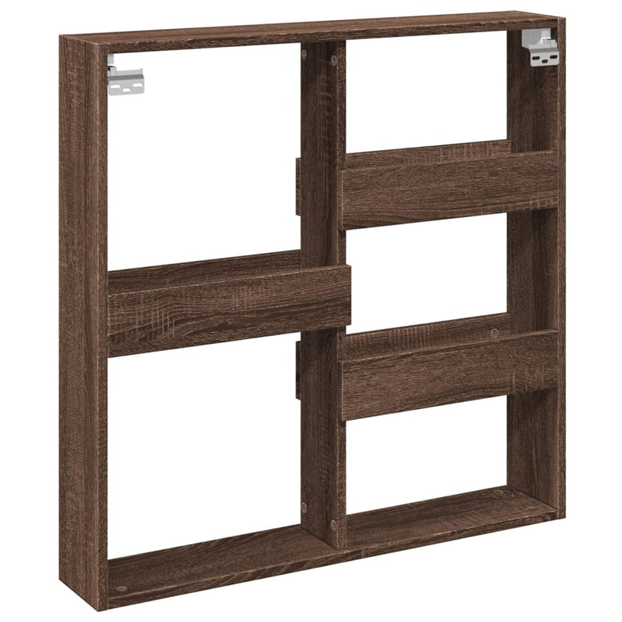 Wandkast 80x15x80 cm bewerkt hout bruin eikenkleur