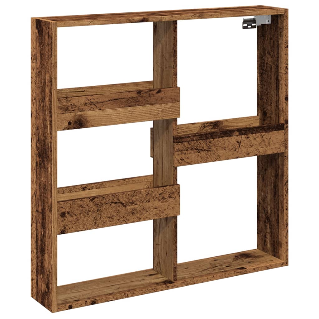 Wandkast 80x15x80 cm bewerkt hout oud houtkleurig