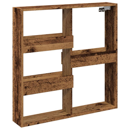 Wandkast 80x15x80 cm bewerkt hout oud houtkleurig