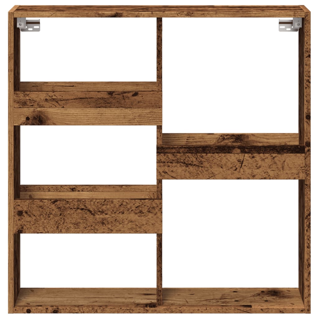 Wandkast 80x15x80 cm bewerkt hout oud houtkleurig
