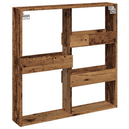 Wandkast 80x15x80 cm bewerkt hout oud houtkleurig