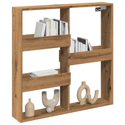 Wandkast Bewerkt Hout Artisanaal Eikenkleur Artisian Oak 80 x 15 x 80 cm