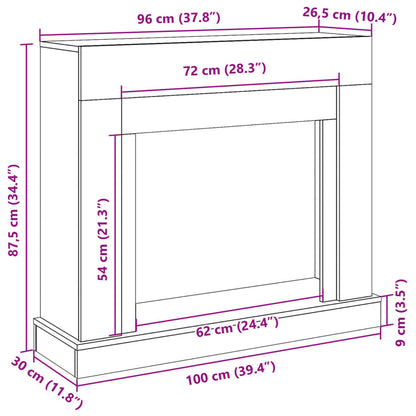 Haardombouw 100x30x87,5 cm bewerkt hout gerookt eikenkleurig