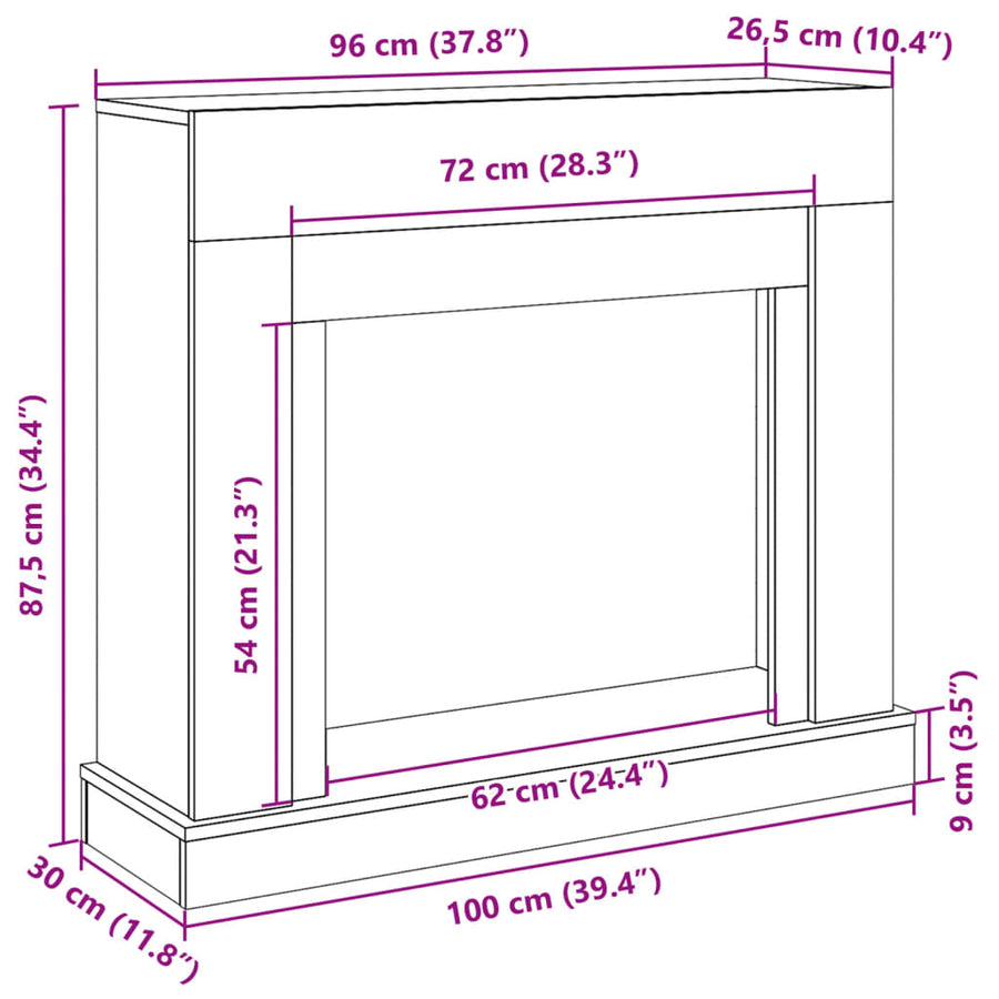 Haardombouw 100x30x87,5 cm bewerkt hout gerookt eikenkleurig