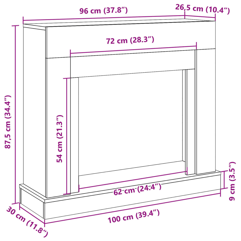 Haardombouw 100x30x87,5 cm bewerkt hout grijs sonoma eikenkleur