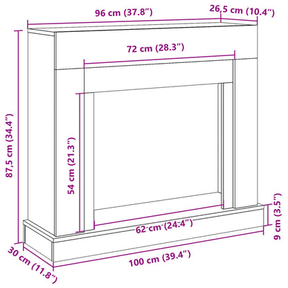 Haardombouw 100x30x87,5 cm bewerkt hout grijs sonoma eikenkleur