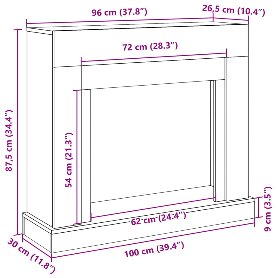 Haardombouw 100x30x87,5 cm bewerkt hout grijs sonoma eikenkleur