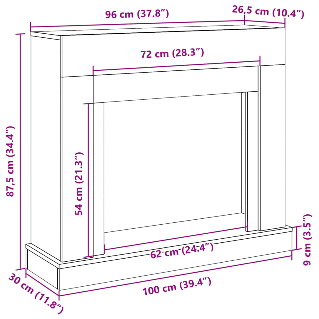Haardombouw 100x30x87,5 cm bewerkt hout bruin eikenkleurig