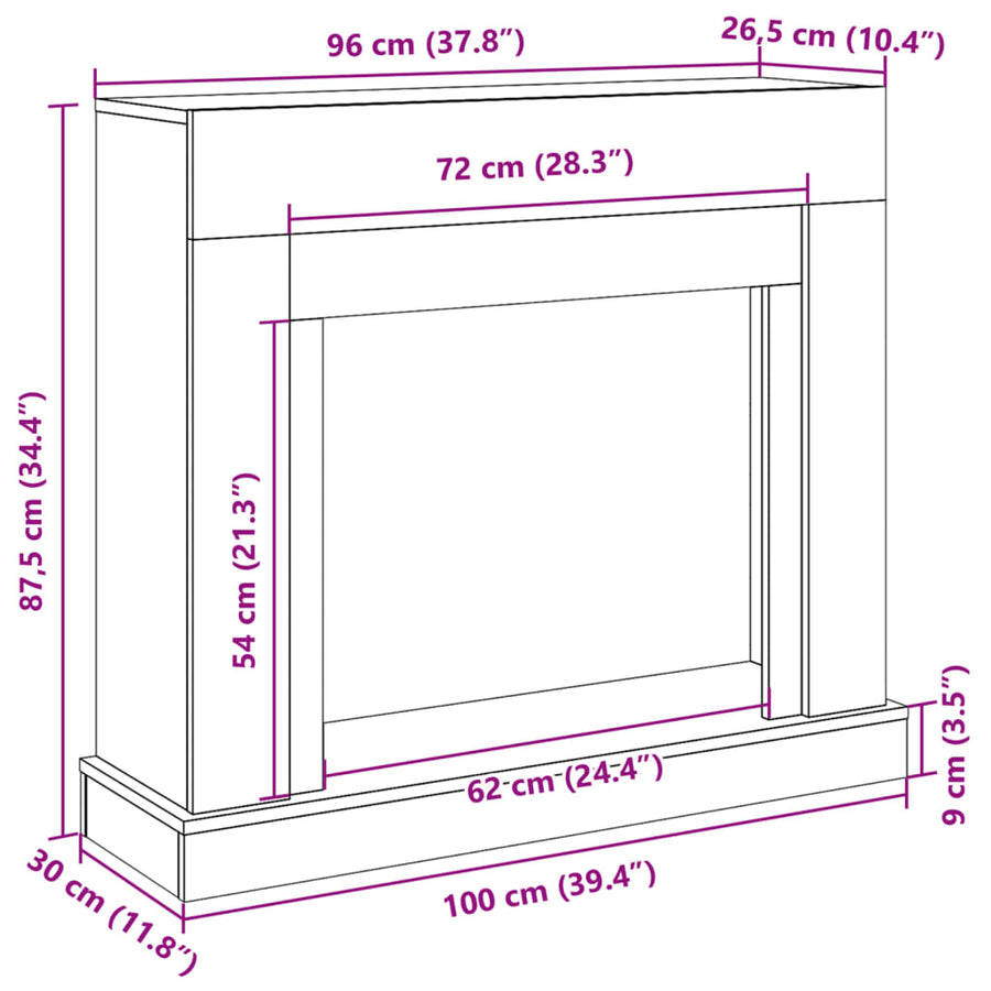 Haardombouw 100x30x87,5 cm bewerkt hout artisanaal eikenkleurig