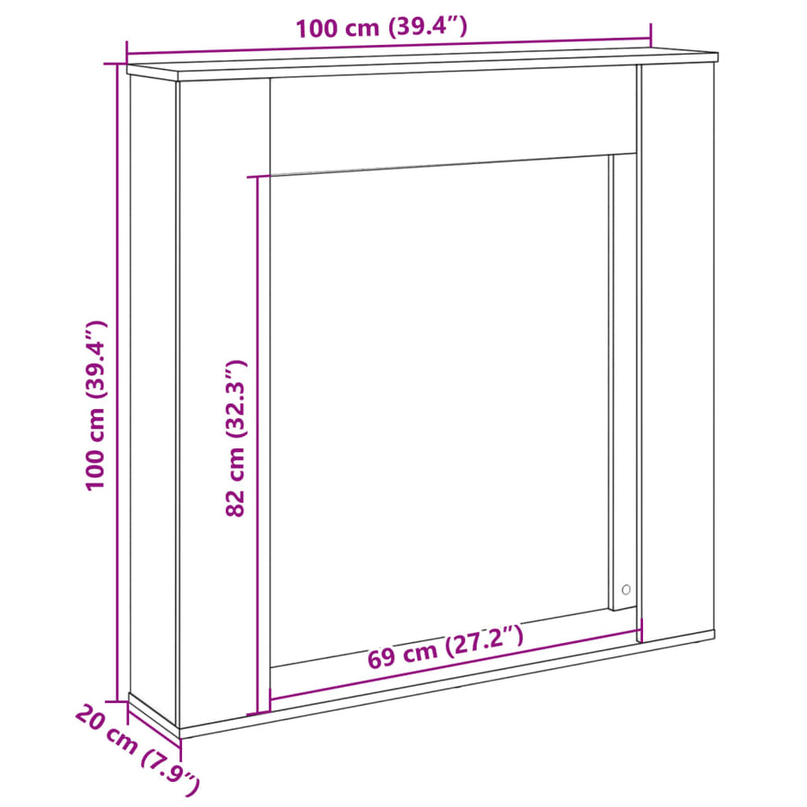 Haardombouw 100x20x100 cm bewerkt hout sonoma eikenkleurig