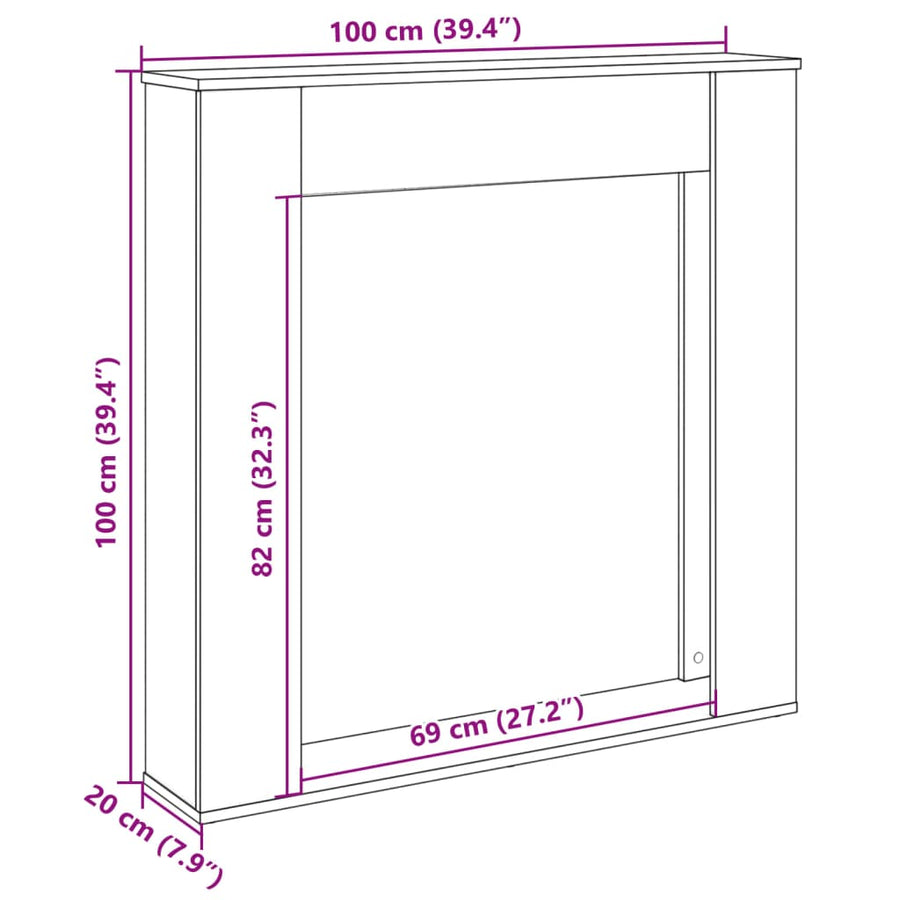 Haardombouw 100x20x100 cm bewerkt hout gerookt eikenkleurig