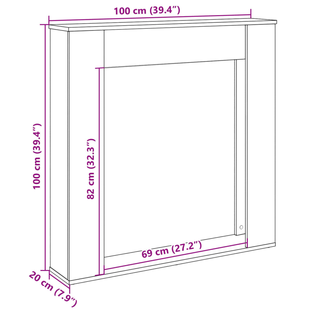 Haardombouw 100x20x100 cm bewerkt hout grijs sonoma eikenkleur